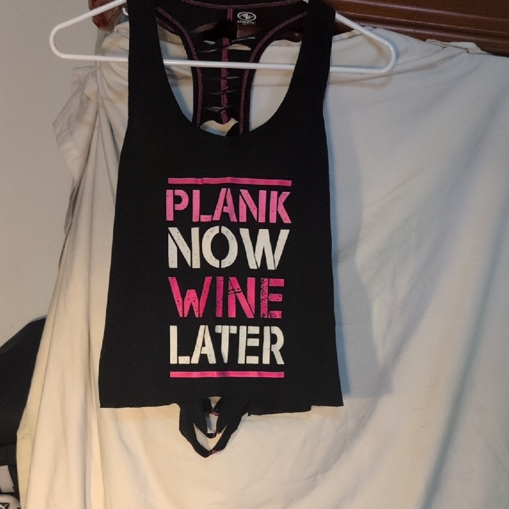 Logo Athletic Black and Pink Graphic Crop Tank Top
